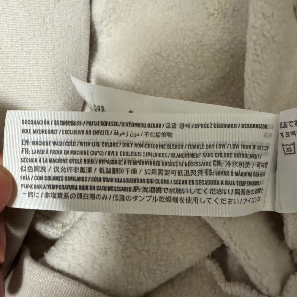 2069 | Abercrombie Kids Logo Embroidered Fleece Pullover Hoodie Cream 13/14 - Picture 7 of 8